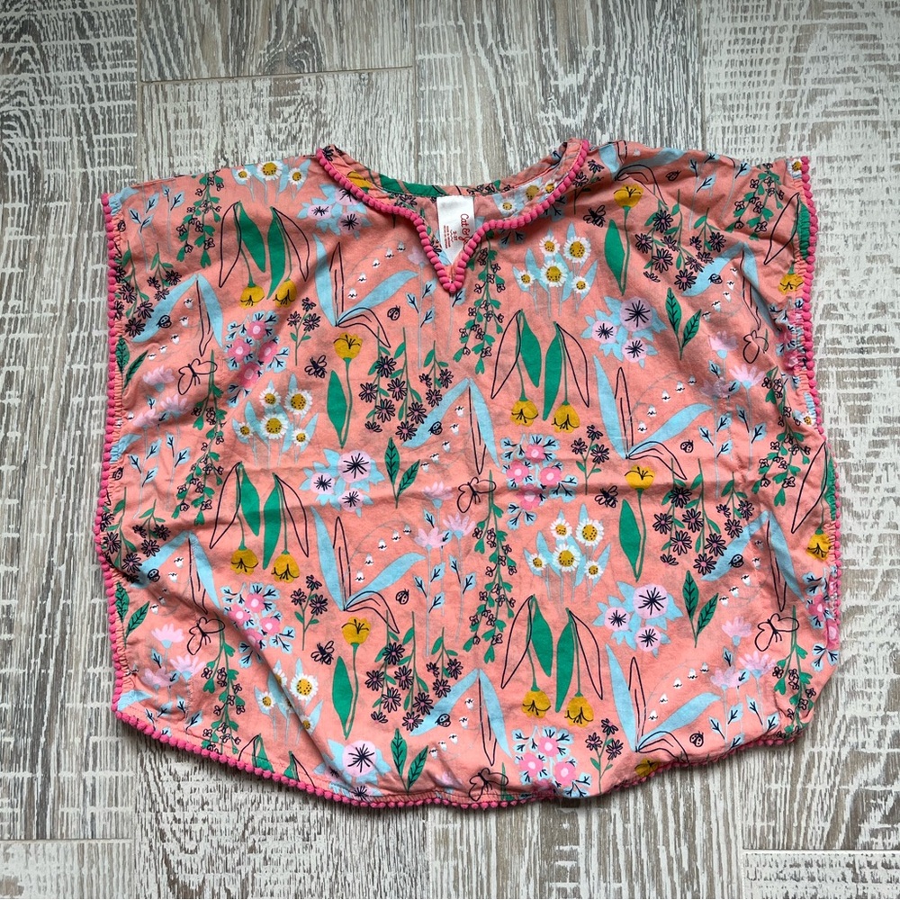 Cat & Jack Pink Floral Poncho Style Swim Cover Up 2-3T toddler